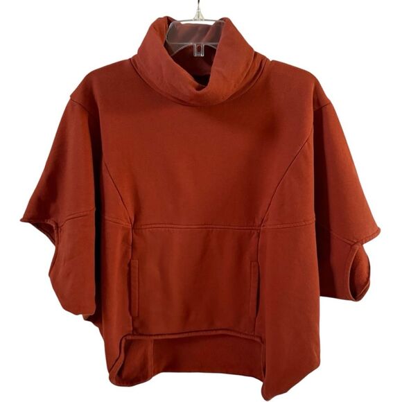 Irema Slow Fashion Cocoon High Neck Sweatshirt In Brick S - Picture 2 of 13